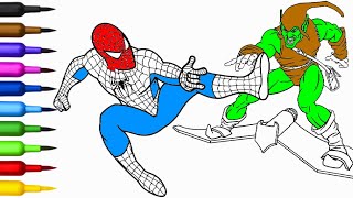 Spiderman and Green Goblin Battle Coloring Page | How to Color Spider-Man vs Green Goblin