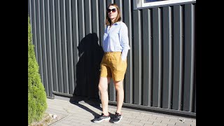 linen shorts color amber