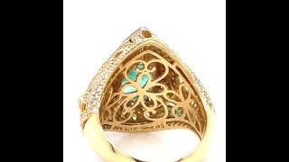 Bespoke 18ct White & Yellow Gold Emerald & Diamond Dress Ring 6.68ct