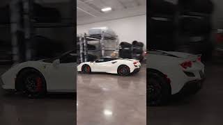 White Ferrari F8 Tributo driving around at Tactical Fleet Dallas