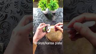 How to clean Bronze/kansa Plate// cleaning # lemon#salt cleaning#e_bull_jet #shorts