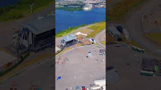 the stage is set at Cardiff Bay, Wales ready for Becky Hill tonight. #cardiff#cardiff #4kdronevideo