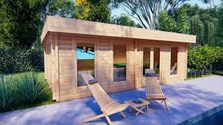 Chalet de jardin toit plat Hansa E / 26M2 / 70MM