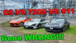 2020 C8 Corvette Owner Makes A BIG MISTAKE When Racing Mclaren 720s AND Porsche 911!!!