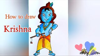 @EZDRAW | How to draw Krishna | Drawing for beginners step by step |