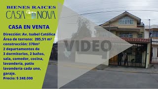 Bienes Raices Casa Nova vende en Cuenca Ecuador casa comercial