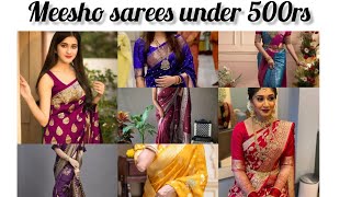 Meesho sarees under 500rs || links👇#meeshosarees #meesho #meeshosareeshaul #haul #cod #bestquality