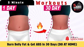 Burn Belly Fat & Get ABS In 30 Days (DO AT HOME) By 5 Minute Workouts