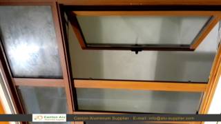 Wood Grain Aluminum Casement Window With Sliding Mosquito Net