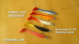 Large paddle tail Twitchers for Bass Cod and Pollock easy to use DIY lure making system.