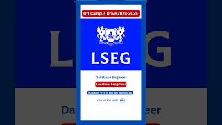 LSEG Database Engineer, Bangalore.                              #LSEGJobs#LSEGJobs2024#Shorts#Reels