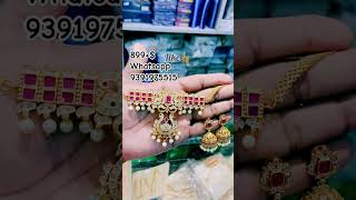 cz gold polish chocker with earrings only 899+$ whatsapp 9391975515 #shorts #youtubeshorts #viral