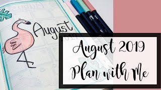 Plan with Me // August 2019 Bullet Journal Setup// Flamingo Theme