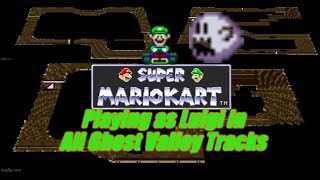 Super Luigi October - Super Mario Kart - Playing as Luigi in All Ghost Valley Tracks