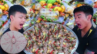 Hữu Bộ | Thử Thách Vòng Quay Ăn Gỏi Tôm Sốt Siêu Cay | Shrimp Salad With Spicy Chili