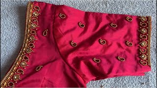 Most beautiful & easy sleeve aari work on stitched blouse using normal needle 2023 !