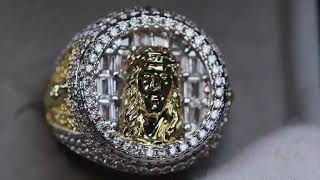 Jesus Diamond Ring, Iced Out Jesus ring, king ring, big iced ring, mens baguette diamond Jesus ring