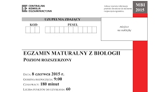 Biologia Czerwiec 2015 NOWA PODSTAWA (Live) CZĘŚĆ 1 [matura]