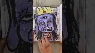 Daily Faces Challenge: Day 165/365 - Mixed Media Sketchbook Art | Quick Drawing Timelapse #shorts