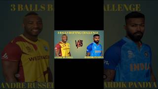 3 BALLS BATTING CHALLENGE ANDRE RUSSELL VS HARDIK PANDYA 🏏😱💯#shorts