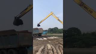 Amazing heavy equipments || KOBELCO SK250-6E || unloading coal from a ship