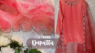 Cutwork designer dupatta✨beads embroidery work🤍 dupatta design idea handmade