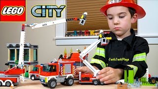 Fire Trucks and Firefighter Costume Pretend Play! Lego City Toys Story | JackJackPlays