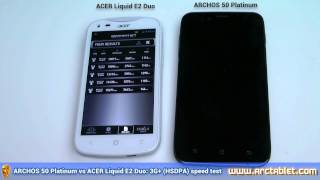 ARCHOS 50 Platinum 3G+ speed test vs Acer Liquid E2