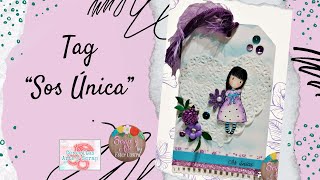 TAG "SOS ÚNICA" - COLOREO DE SELLO - RETO CERECITAS ARTE Y SCRAP - #scrapbooking #tag #coloreo