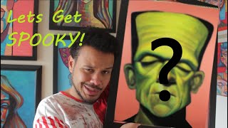 drawing Frankenstein's Monster in Oil Pastels | Lets chat about MONSTERS