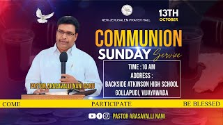 SUNDAY SERVICE| 13/10/2024 | Pas.Arasavalli Nani | Telugu Christian Messages | @Pas.ArasavalliNani