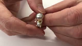 Silver gold pink and white pearl ring by @leighfotheringhamjewellery8363