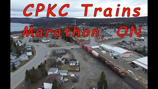 Freshly Ground Rail! CPKC Railway trains passing through Marathon, Ontario, Canada ~ April, 2024