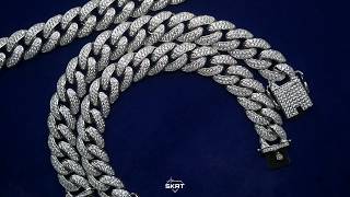 15mm White Gold Diamond Cuban Link Bracelet SKRT®️