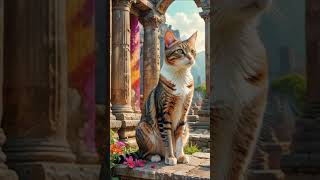 Majestic cats in ancient ruins 3 #cat #aiairt #cutecat