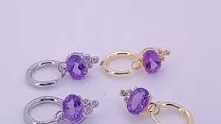 Amethyst Hoop Earrings, Success Earrings, Feng Shui Earrings #silverearrings #amethsytearrings