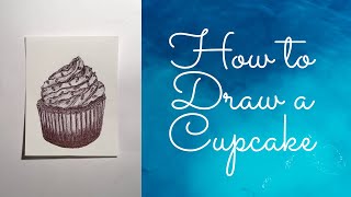 How to DRAW a CUPCAKE and SHADE with BIRO/Ballpoint Pen!! EASY Step by Step Tutorial for Beginners!