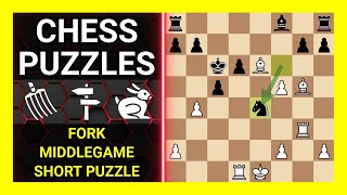 Chess Puzzles to Practice. Themes: Fork, Middlegame, Short puzzle. Learn Chess