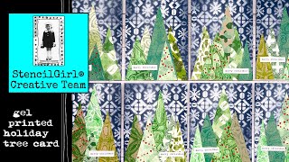 Gel Printed Holiday Tree Card Using Stencils 12.19.23