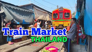 Thailand Train Market 4K - Full Tour  🇹🇭