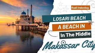 beautiful sunset on losari beach, Makassar city