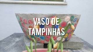 Vaso de Cimento com Tampinhas