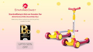 StarAndDaisy 3 Wheel Foldable Kids Kick Scooter Yellow Red for Kids with 5 Adjustable Height