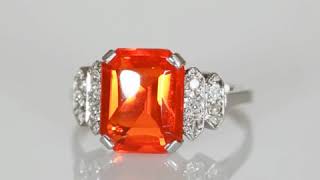 ART DECO NATURAL FIRE OPAL AND DIAMOND SOPHISTICATED PLATINUM RING