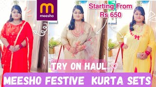 MEESHO Festive kurta set haul | Try On Haul India | Pratibha Rani