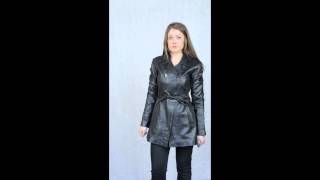 Women's Black Leather Coat - Penny