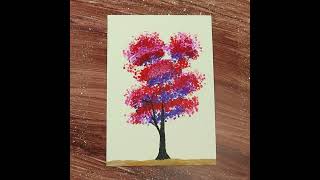 Easy Tree Painting For Beginners / Step By Step Acrylic Painting / Tree Painting Ideas #shorts