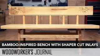 Bamboo Inspired Bench Featuring Inlays Carved with the Shaper Origin