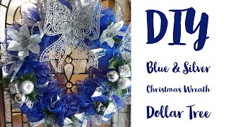 DIY Blue and Silver Christmas Wreath/Dollar Tree