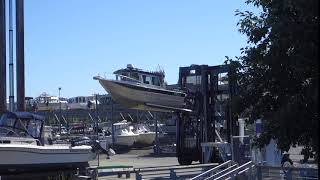 Boat lifted into dry dock